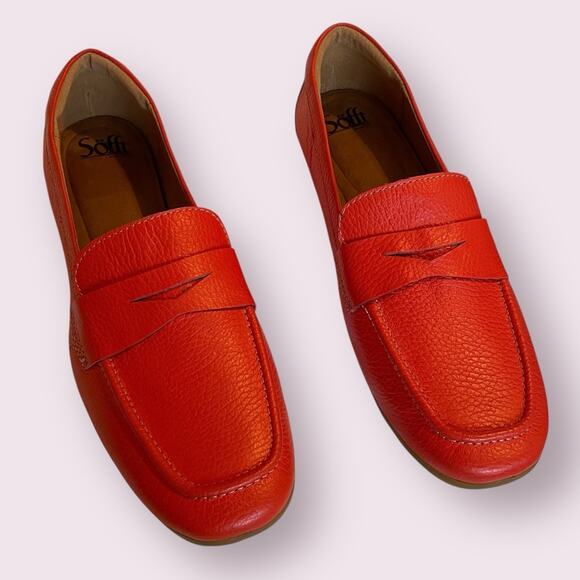 Sofft Women's Leather Allie Penny Loafers Orange Red Leather Size 9M NEW NICE - Picture 3 of 10
